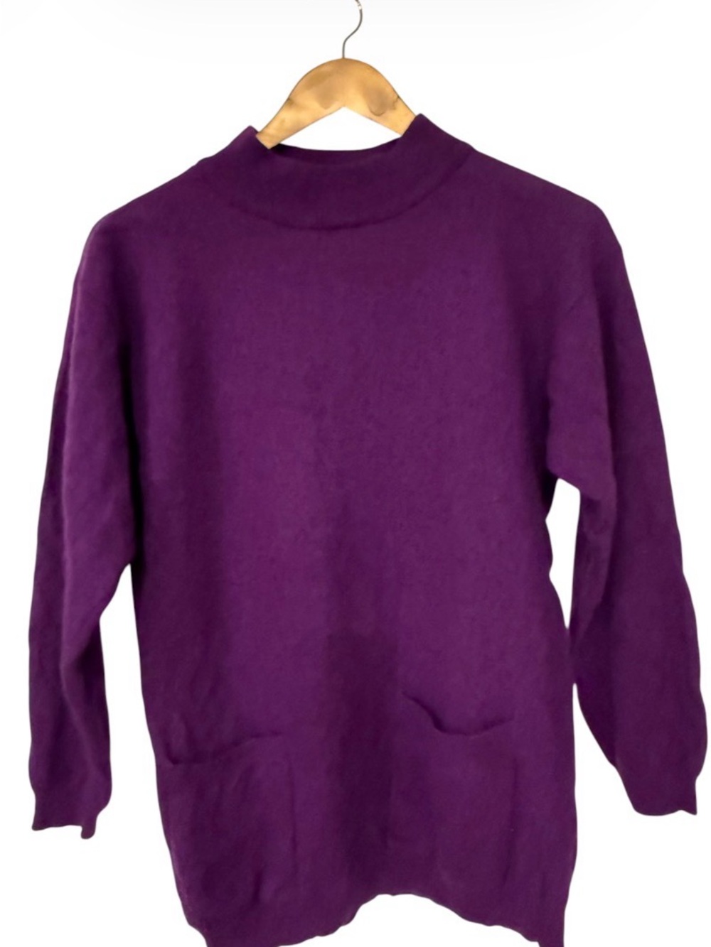 Rich Aubergine Luxurious Lambs-wool and Angora Vintage mock neck sweater